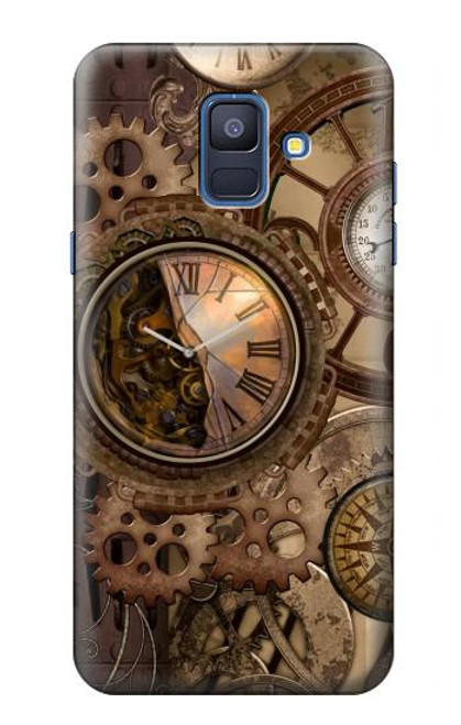 S3927 Boussole Horloge Gage Steampunk Etui Coque Housse pour Samsung Galaxy A6 (2018)