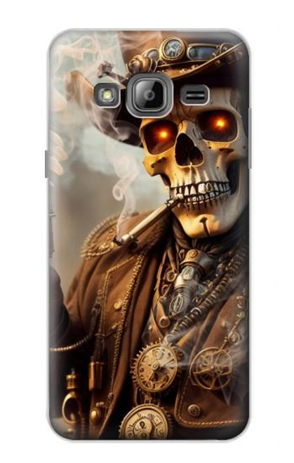 S3949 Crâne Steampunk Fumer Etui Coque Housse pour Samsung Galaxy J3 (2016)