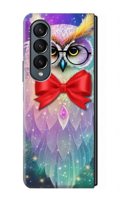 S3934 Hibou nerd fantastique Etui Coque Housse pour Samsung Galaxy Z Fold 4