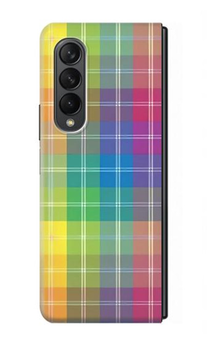 S3942 Tartan à carreaux arc-en-ciel LGBTQ Etui Coque Housse pour Samsung Galaxy Z Fold 3 5G