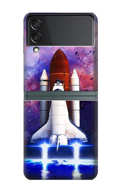 S3913 Navette spatiale nébuleuse colorée Etui Coque Housse pour Samsung Galaxy Z Flip 3 5G