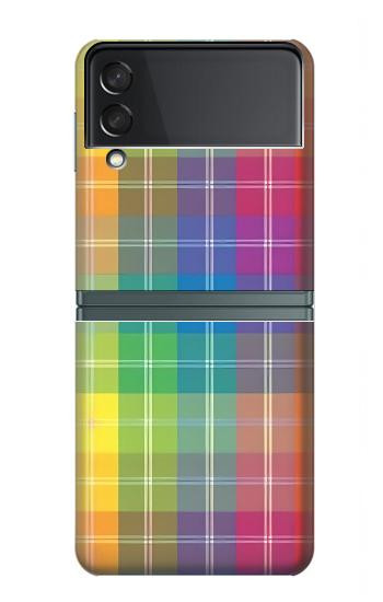 S3942 Tartan à carreaux arc-en-ciel LGBTQ Etui Coque Housse pour Samsung Galaxy Z Flip 3 5G
