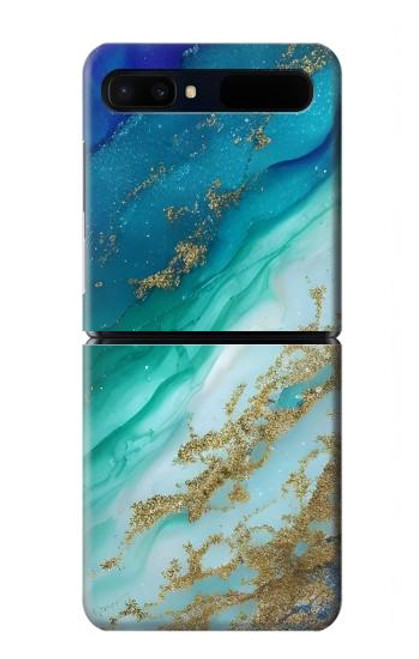 S3920 Couleur bleu océan abstrait émeraude mélangée Etui Coque Housse pour Samsung Galaxy Z Flip 5G