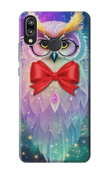 S3934 Hibou nerd fantastique Etui Coque Housse pour Huawei P20 Lite