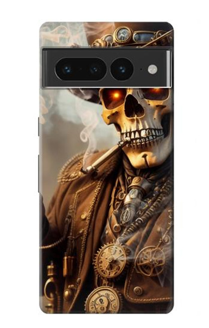 S3949 Crâne Steampunk Fumer Etui Coque Housse pour Google Pixel 7 Pro