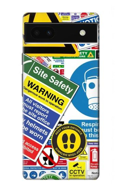 S3960 Collage d'autocollants de signalisation de sécurité Etui Coque Housse pour Google Pixel 6a