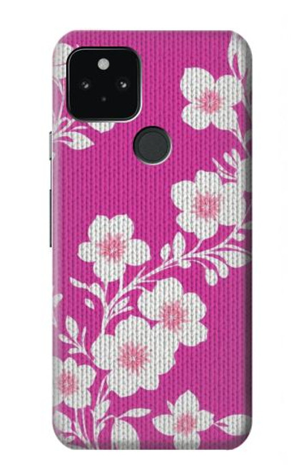 S3924 Fond rose fleur de cerisier Etui Coque Housse pour Google Pixel 5