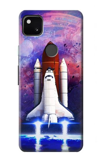 S3913 Navette spatiale nébuleuse colorée Etui Coque Housse pour Google Pixel 4a