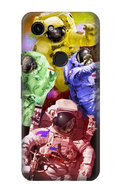 S3914 Galaxie colorée de costume d'astronaute de nébuleuse Etui Coque Housse pour Google Pixel 3a