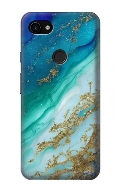 S3920 Couleur bleu océan abstrait émeraude mélangée Etui Coque Housse pour Google Pixel 3a XL