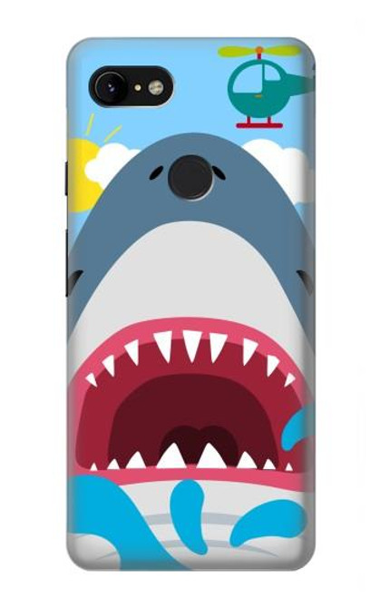 S3947 Caricature d'hélicoptère de requin Etui Coque Housse pour Google Pixel 3 XL