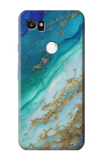 S3920 Couleur bleu océan abstrait émeraude mélangée Etui Coque Housse pour Google Pixel 2 XL