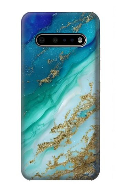 S3920 Couleur bleu océan abstrait émeraude mélangée Etui Coque Housse pour LG V60 ThinQ 5G