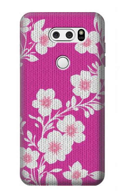 S3924 Fond rose fleur de cerisier Etui Coque Housse pour LG V30, LG V30 Plus, LG V30S ThinQ, LG V35, LG V35 ThinQ