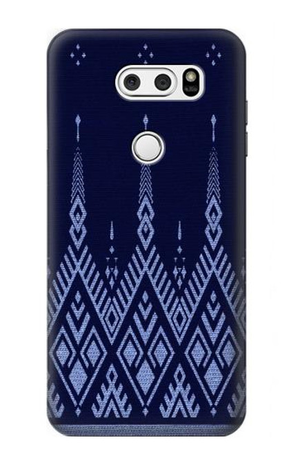 S3950 Motif textile thaïlandais bleu Etui Coque Housse pour LG V30, LG V30 Plus, LG V30S ThinQ, LG V35, LG V35 ThinQ