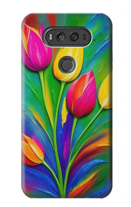 S3926 Peinture à l'huile de tulipe colorée Etui Coque Housse pour LG V20