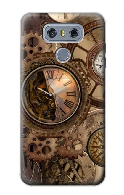 S3927 Boussole Horloge Gage Steampunk Etui Coque Housse pour LG G6