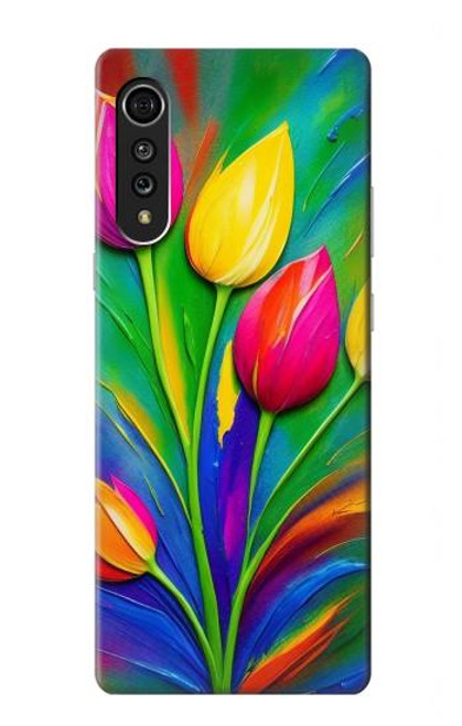 S3926 Peinture à l'huile de tulipe colorée Etui Coque Housse pour LG Velvet