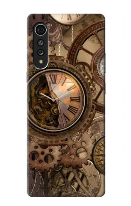 S3927 Boussole Horloge Gage Steampunk Etui Coque Housse pour LG Velvet