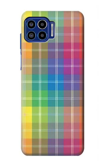 S3942 Tartan à carreaux arc-en-ciel LGBTQ Etui Coque Housse pour Motorola One 5G