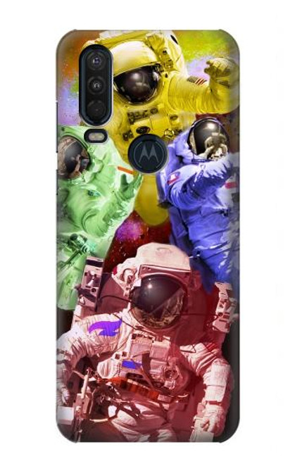 S3914 Galaxie colorée de costume d'astronaute de nébuleuse Etui Coque Housse pour Motorola One Action (Moto P40 Power)