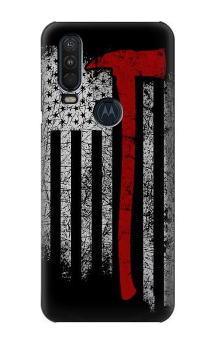 S3958 Drapeau de hache de pompier Etui Coque Housse pour Motorola One Action (Moto P40 Power)