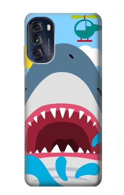 S3947 Caricature d'hélicoptère de requin Etui Coque Housse pour Motorola Moto G (2022)