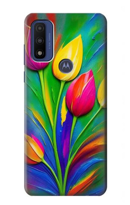 S3926 Peinture à l'huile de tulipe colorée Etui Coque Housse pour Motorola G Pure