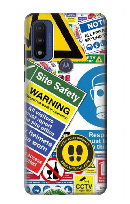 S3960 Collage d'autocollants de signalisation de sécurité Etui Coque Housse pour Motorola G Pure