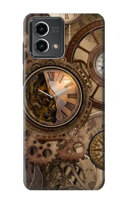 S3927 Boussole Horloge Gage Steampunk Etui Coque Housse pour Motorola Moto G Stylus 5G (2023)
