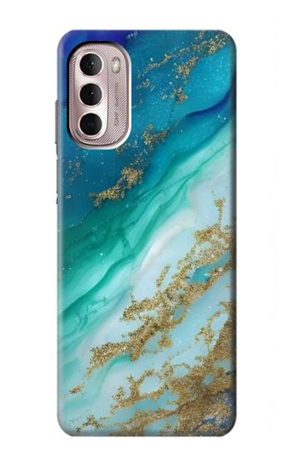 S3920 Couleur bleu océan abstrait émeraude mélangée Etui Coque Housse pour Motorola Moto G Stylus 4G (2022)