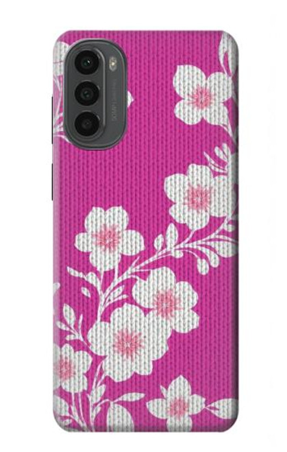 S3924 Fond rose fleur de cerisier Etui Coque Housse pour Motorola Moto G52, G82 5G