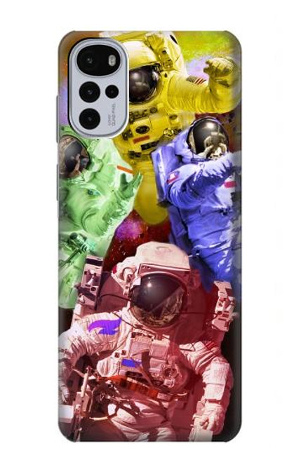 S3914 Galaxie colorée de costume d'astronaute de nébuleuse Etui Coque Housse pour Motorola Moto G22