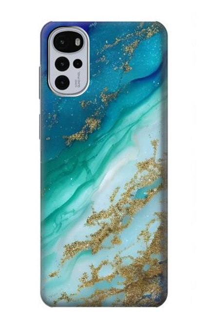 S3920 Couleur bleu océan abstrait émeraude mélangée Etui Coque Housse pour Motorola Moto G22