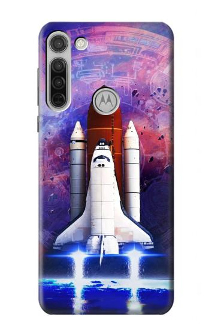 S3913 Navette spatiale nébuleuse colorée Etui Coque Housse pour Motorola Moto G8