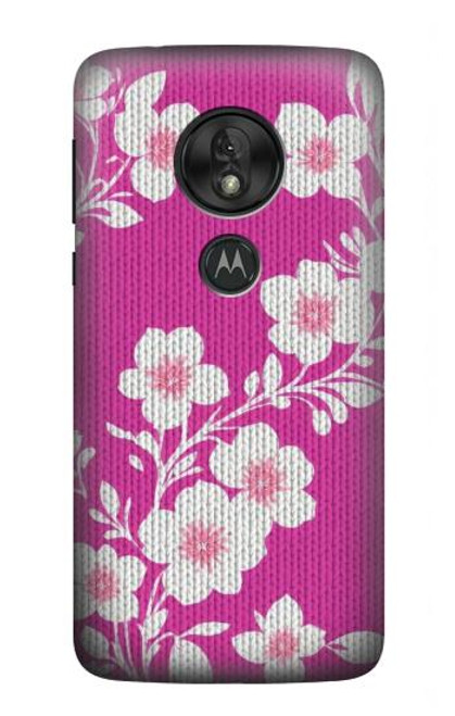 S3924 Fond rose fleur de cerisier Etui Coque Housse pour Motorola Moto G7 Play