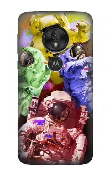 S3914 Galaxie colorée de costume d'astronaute de nébuleuse Etui Coque Housse pour Motorola Moto G7 Power