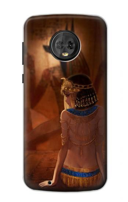 S3919 La reine égyptienne Cléopâtre Anubis Etui Coque Housse pour Motorola Moto G6