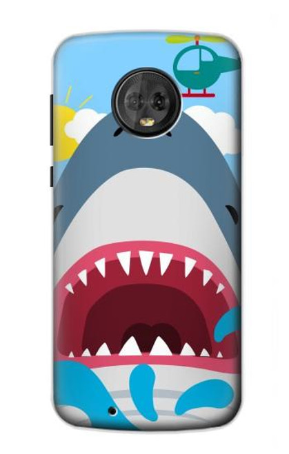 S3947 Caricature d'hélicoptère de requin Etui Coque Housse pour Motorola Moto G6