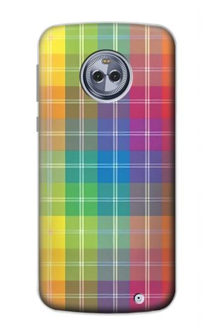 S3942 Tartan à carreaux arc-en-ciel LGBTQ Etui Coque Housse pour Motorola Moto X4