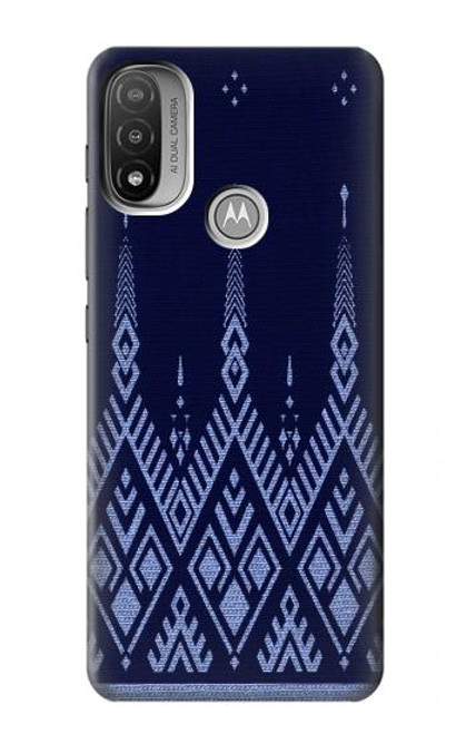 S3950 Motif textile thaïlandais bleu Etui Coque Housse pour Motorola Moto E20,E30,E40