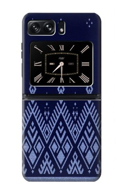 S3950 Motif textile thaïlandais bleu Etui Coque Housse pour Motorola Moto Razr 2022