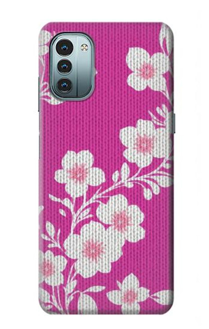 S3924 Fond rose fleur de cerisier Etui Coque Housse pour Nokia G11, G21