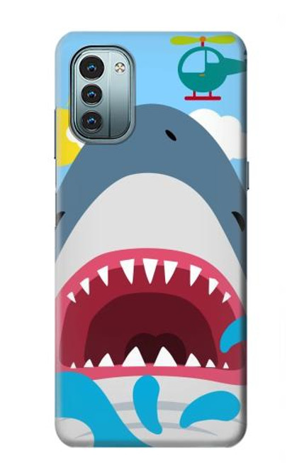 S3947 Caricature d'hélicoptère de requin Etui Coque Housse pour Nokia G11, G21