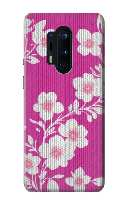 S3924 Fond rose fleur de cerisier Etui Coque Housse pour OnePlus 8 Pro