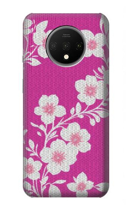 S3924 Fond rose fleur de cerisier Etui Coque Housse pour OnePlus 7T