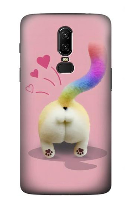 S3923 Queue d'arc-en-ciel de fond de chat Etui Coque Housse pour OnePlus 6