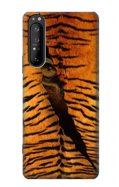 S3951 Marques de larme d'oeil de tigre Etui Coque Housse pour Sony Xperia 1 II