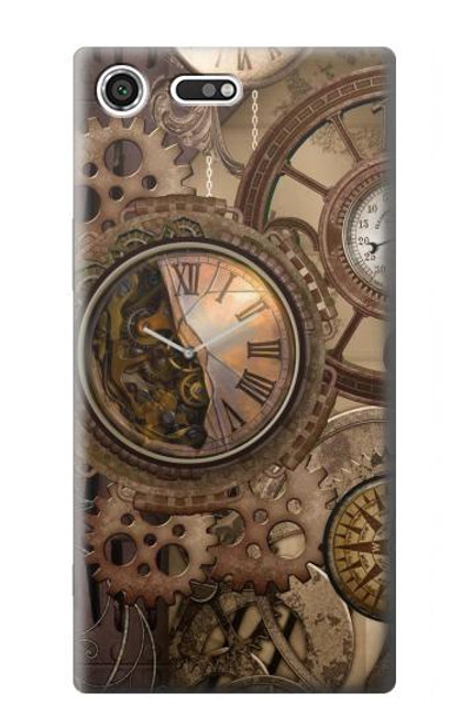 S3927 Boussole Horloge Gage Steampunk Etui Coque Housse pour Sony Xperia XZ Premium