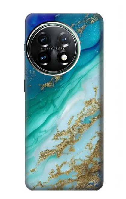 S3920 Couleur bleu océan abstrait émeraude mélangée Etui Coque Housse pour OnePlus 11